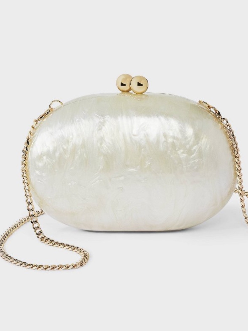 NWOT Acrylic Marbled Kiss Lock Minaudiere Clutch - A New Day White